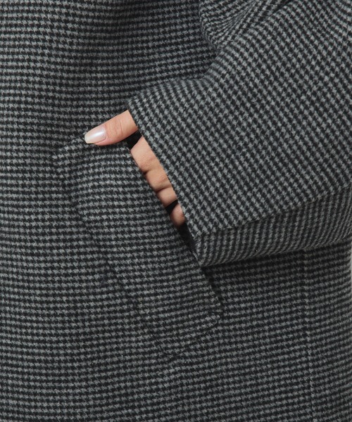 PUAL CE CIN（ピュアルセシン）の「ウール混リバーコート（ステンカラーコート・レディース・チャコールグレー/モカ/チェック・FREE）」の20枚目の写真