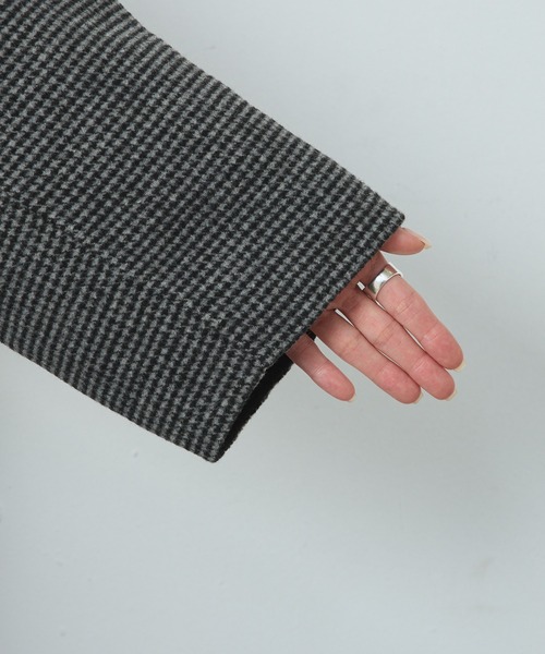 PUAL CE CIN（ピュアルセシン）の「ウール混リバーコート（ステンカラーコート・レディース・チャコールグレー/モカ/チェック・FREE）」の14枚目の写真