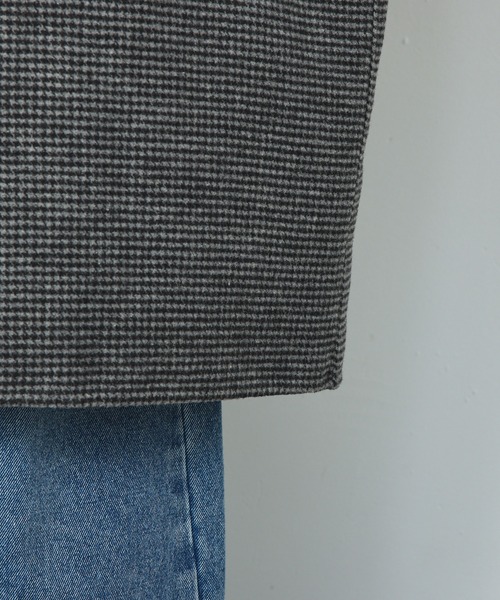 PUAL CE CIN（ピュアルセシン）の「ウール混リバーコート（ステンカラーコート・レディース・チャコールグレー/モカ/チェック・FREE）」の6枚目の写真