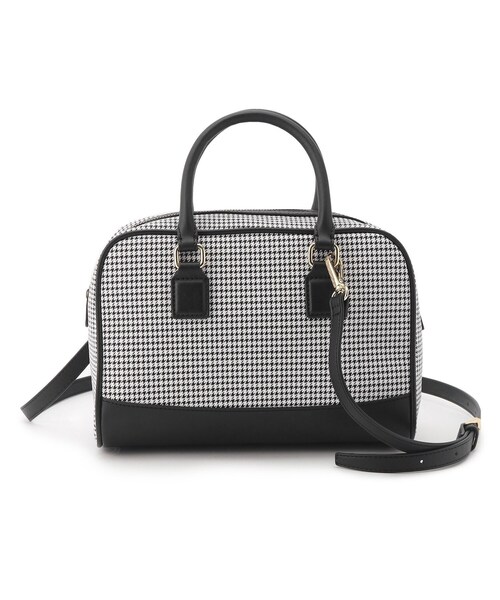 OPAQUE.CLIP（オペークドットクリップ）の「◆【2WAY】ミニ千鳥スクエアボストンバッグ（ショルダーバッグ・レディース・ブラック系1/キャメル/ベージュ系その他5・00）」の2枚目の写真