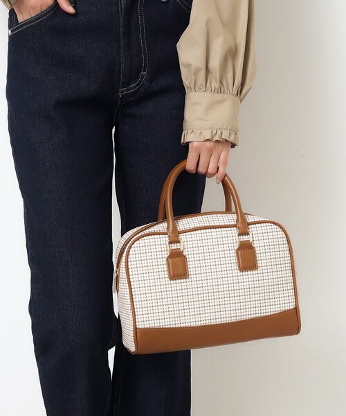 OPAQUE.CLIP（オペークドットクリップ）の「◆【2WAY】ミニ千鳥スクエアボストンバッグ（ショルダーバッグ・レディース・ブラック系1/キャメル/ベージュ系その他5・00）」の4枚目の写真