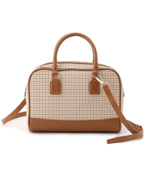 OPAQUE.CLIP（オペークドットクリップ）の「◆【2WAY】ミニ千鳥スクエアボストンバッグ（ショルダーバッグ・レディース・ブラック系1/キャメル/ベージュ系その他5・00）」の5枚目の写真