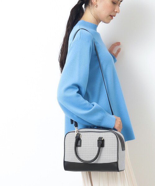 OPAQUE.CLIP（オペークドットクリップ）の「◆【2WAY】ミニ千鳥スクエアボストンバッグ（ショルダーバッグ・レディース・ブラック系1/キャメル/ベージュ系その他5・00）」の13枚目の写真