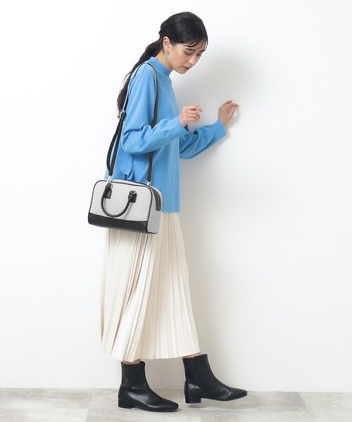 OPAQUE.CLIP（オペークドットクリップ）の「◆【2WAY】ミニ千鳥スクエアボストンバッグ（ショルダーバッグ・レディース・ブラック系1/キャメル/ベージュ系その他5・00）」の14枚目の写真