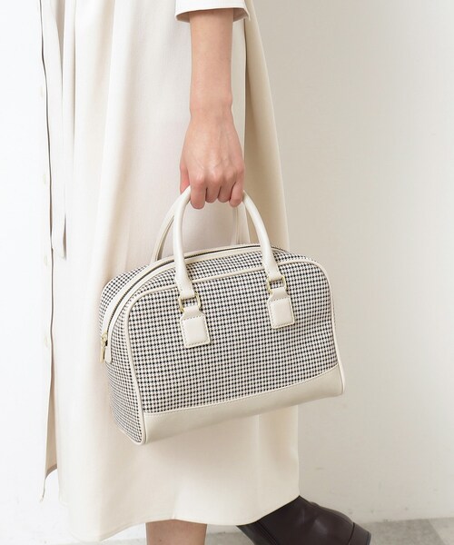 OPAQUE.CLIP（オペークドットクリップ）の「◆【2WAY】ミニ千鳥スクエアボストンバッグ（ショルダーバッグ・レディース・ブラック系1/キャメル/ベージュ系その他5・00）」の15枚目の写真