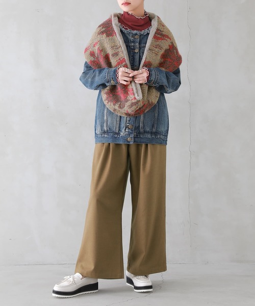 osharewalker（オシャレウォーカー）の「『ジャカードニットスヌード』（ネックウォーマー/スヌード・レディース・ブルー/レッド・FREE）」の3枚目の写真