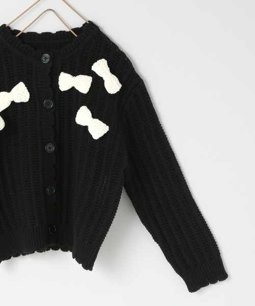 LOWRYS FARM（ローリーズファーム）の「リボンモチーフカーディガン　983904（カーディガン/ボレロ・キッズ・ピンク/ブラック/ホワイト・130cm/120cm/150cm/140cm/110cm）」の6枚目の写真