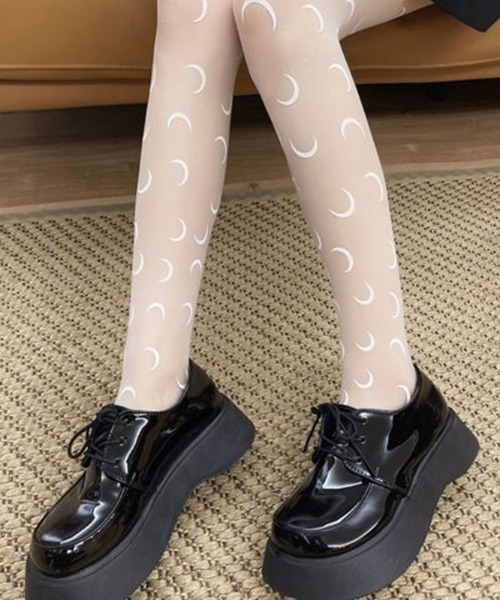 Vipoa（ヴィポア）の「ムーンプリントシアータイツ（タイツ/ストッキング・レディース・ブラック/ホワイト・FREE）」の14枚目の写真