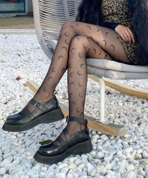 Vipoa（ヴィポア）の「ムーンプリントシアータイツ（タイツ/ストッキング・レディース・ブラック/ホワイト・FREE）」の8枚目の写真