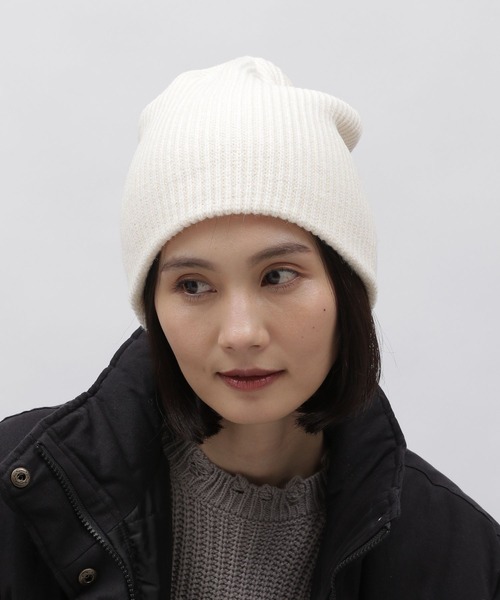 LAKOLE（ラコレ）の「アクリル畦ワッチ / 989464（ニットキャップ/ビーニー・レディース・ブラック/オフホワイト/グレー/サンドグレー・FREE）」の2枚目の写真