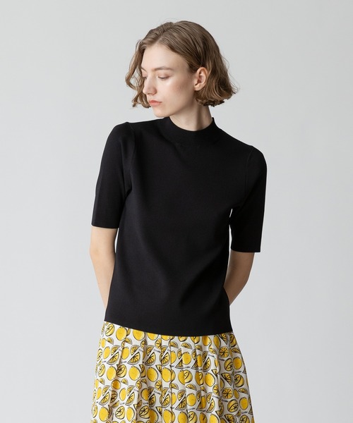 allureville(アルアバイル)の「◇総針モックネック5分袖プルオーバー(ニット/セーター・レディース・ブラック/ブルー/ベージュ/オフホワイト・2)」の3枚目の写真