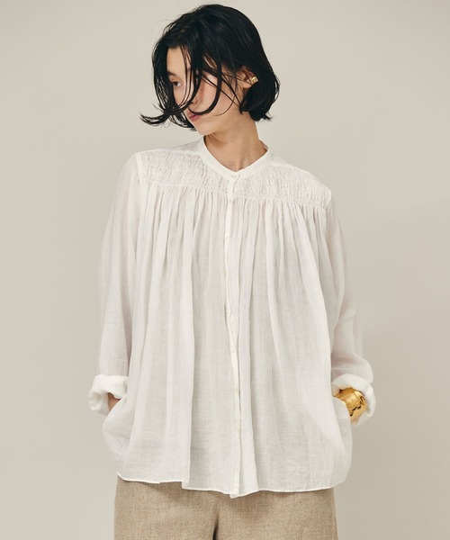 Curensology(カレンソロジー)の「Curensology(カレンソロジー)/<C.S.G>ラミーギャザーブラウス(シャツ/ブラウス・レディース・ホワイト/レッド/ブラック・FREE)」の4枚目の写真