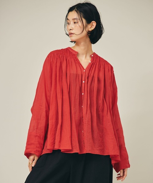 Curensology(カレンソロジー)の「Curensology(カレンソロジー)/<C.S.G>ラミーギャザーブラウス(シャツ/ブラウス・レディース・ホワイト/レッド/ブラック・FREE)」の14枚目の写真