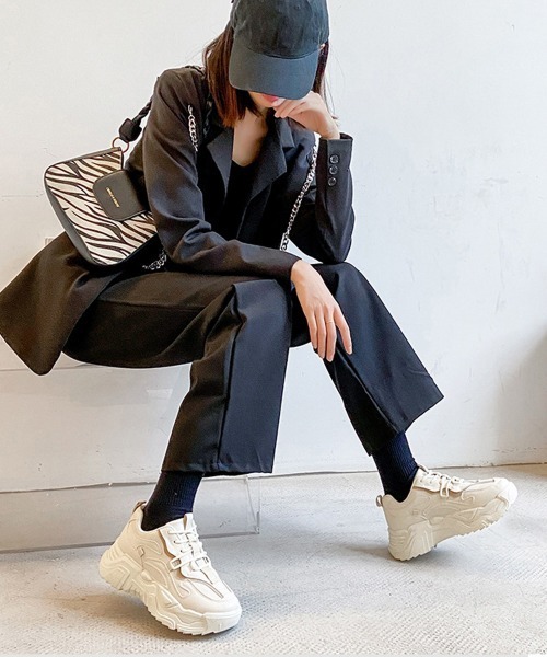 Miniministore（ミニミニストア）の「ダッドスニーカー レディース ボリューム（スニーカー・レディース・アイボリー/ブラック・24.5cm/24.0cm/23.5cm/23.0cm/22.5cm/22.0cm）」の4枚目の写真