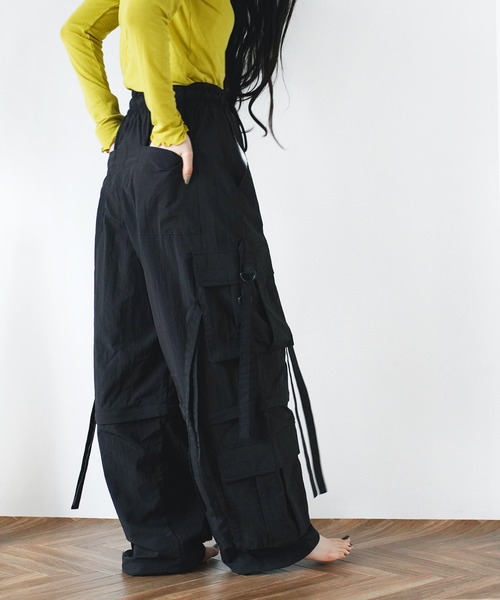Aphlotus(アプロタス)の「ナイロンワッシャー テクノパンツ【セレクトアイテム】(カーゴパンツ・メンズ・ブラック/オフホワイト・LARGE/X-LARGE)」の5枚目の写真