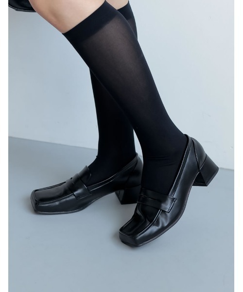 Re:EDIT（リエディ）の「[2024SS COLLECTION][大きいサイズ有]スクエアトゥヒールローファー（ローファー・レディース・シルバー/ブラック/アイボリー・MEDIUM/XX-LARGE/LARGE/X-LARGE/SMALL）」の5枚目の写真