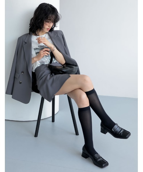 Re:EDIT（リエディ）の「[2024SS COLLECTION][大きいサイズ有]スクエアトゥヒールローファー（ローファー・レディース・シルバー/ブラック/アイボリー・MEDIUM/XX-LARGE/LARGE/X-LARGE/SMALL）」の7枚目の写真