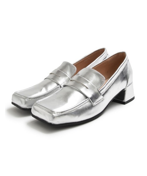 Re:EDIT（リエディ）の「[2024SS COLLECTION][大きいサイズ有]スクエアトゥヒールローファー（ローファー・レディース・シルバー/ブラック/アイボリー・MEDIUM/XX-LARGE/LARGE/X-LARGE/SMALL）」の17枚目の写真