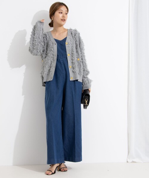 Rie Miller（リエミラー）の「《手洗い可能》カットジャガードVネックカーディガン（カーディガン/ボレロ・レディース・ネイビー/ホワイト/ライトブルー/ブラック/ライトグレー・38）」の11枚目の写真