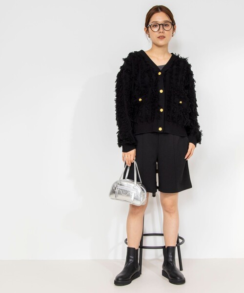 Rie Miller（リエミラー）の「《手洗い可能》カットジャガードVネックカーディガン（カーディガン/ボレロ・レディース・ネイビー/ホワイト/ライトブルー/ブラック/ライトグレー・38）」の13枚目の写真