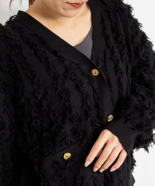 Rie Miller（リエミラー）の「《手洗い可能》カットジャガードVネックカーディガン（カーディガン/ボレロ・レディース・ネイビー/ホワイト/ライトブルー/ブラック/ライトグレー・38）」の20枚目の写真