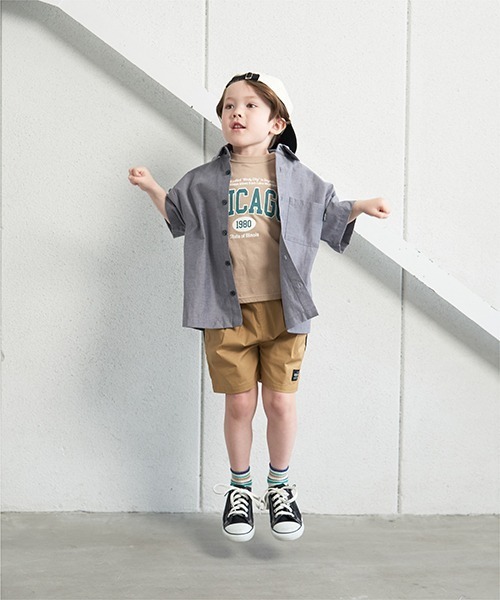 b・ROOM(ビールーム)の「ビッグシルエットアソート半袖シャツ(シャツ/ブラウス・キッズ・ターコイズブルー/サックスブルー/ライトブルー/ブラック/モスグリーン/ベージュ/マスタード/ネイビー/ラベンダー/チャコール・100cm/110cm/120cm/130cm/140cm/150cm)」の18枚目の写真