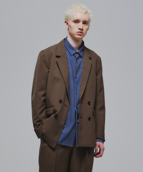 tk.TAKEO KIKUCHI（ティーケータケオキクチ）の「◆Stadt cloth ダブルジャケット（セットアップ対応）（テーラードジャケット・メンズ・ダークグレー/ブラック/ダークブラウン・01/02/03）」の3枚目の写真