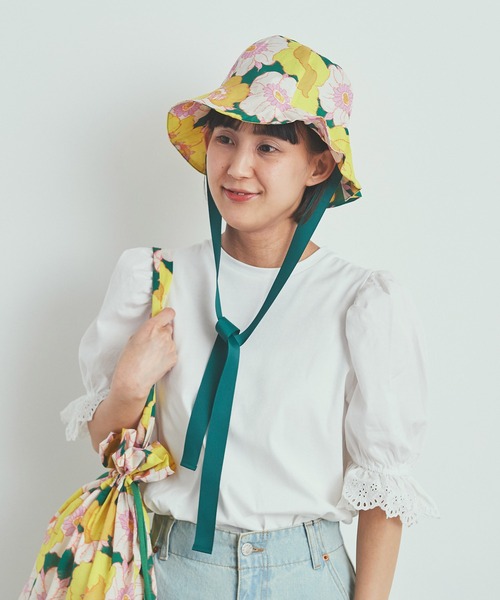 Dot＆Stripes CHILD WOMAN（ドットアンドストライプス　チャイルドウーマン）の「【WEB別注】リバティ イカット・アネモネ チューリップハット（ハット・レディース・グリーン・FREE）」の2枚目の写真