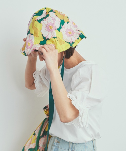 Dot＆Stripes CHILD WOMAN（ドットアンドストライプス　チャイルドウーマン）の「【WEB別注】リバティ イカット・アネモネ チューリップハット（ハット・レディース・グリーン・FREE）」の3枚目の写真