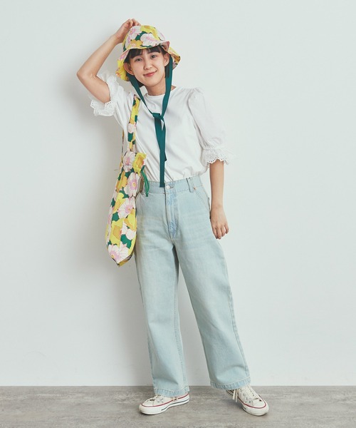 Dot＆Stripes CHILD WOMAN（ドットアンドストライプス　チャイルドウーマン）の「【WEB別注】リバティ イカット・アネモネ チューリップハット（ハット・レディース・グリーン・FREE）」の4枚目の写真