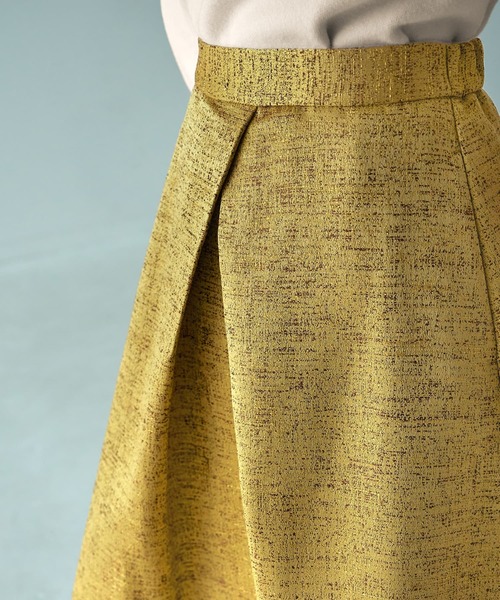 STYLE DELI(スタイルデリ)の「【LUXE】微光沢ジャガードマキシ丈タックスカート/95cm(スカート・レディース・グレー/ブラック/イエロー・M/S)」の10枚目の写真