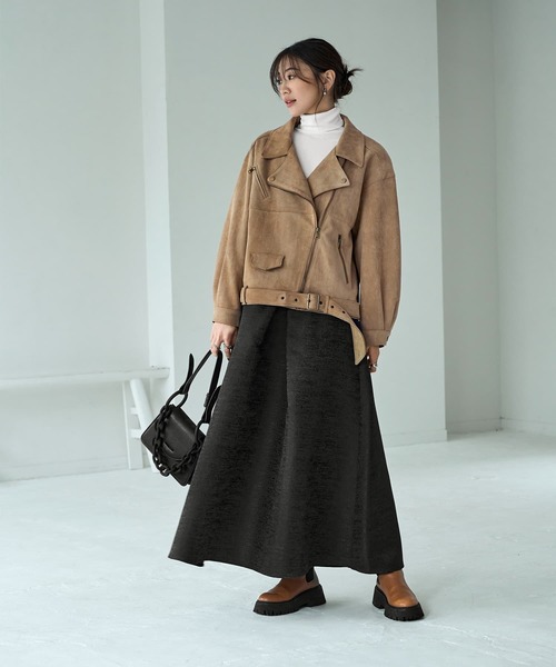 STYLE DELI(スタイルデリ)の「【LUXE】微光沢ジャガードマキシ丈タックスカート/95cm(スカート・レディース・グレー/ブラック/イエロー・M/S)」の17枚目の写真