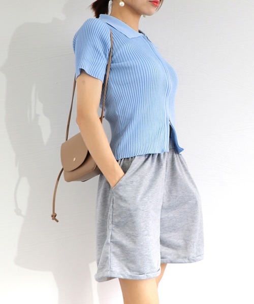 Miniministore(ミニミニストア)の「ニットトップス 半袖 リブ編み 無地(カーディガン/ボレロ・レディース・ホワイト/ブルー/ブラック・FREE)」の14枚目の写真