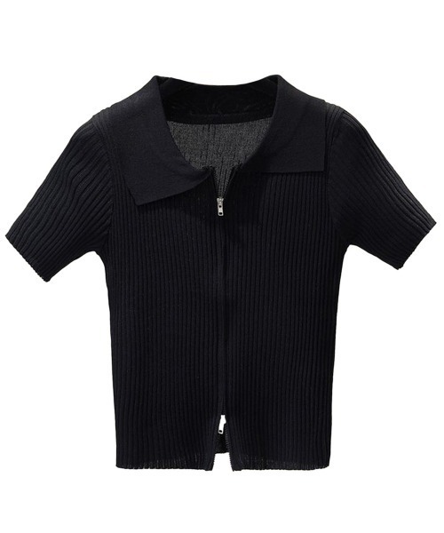 Miniministore(ミニミニストア)の「ニットトップス 半袖 リブ編み 無地(カーディガン/ボレロ・レディース・ホワイト/ブルー/ブラック・FREE)」の21枚目の写真