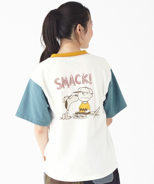 KRIFF MAYER Lady's Collection(クリフメイヤーレディースコレクション)の「スヌーピー半袖ゆるT(チャーリー)(Tシャツ/カットソー・レディース・チャコール/カラフル/ブルー/オフホワイト/イエロー・MEDIUM/LARGE)」の5枚目の写真