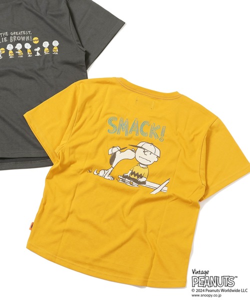 KRIFF MAYER Lady's Collection(クリフメイヤーレディースコレクション)の「スヌーピー半袖ゆるT(チャーリー)(Tシャツ/カットソー・レディース・チャコール/カラフル/ブルー/オフホワイト/イエロー・MEDIUM/LARGE)」の1枚目の写真