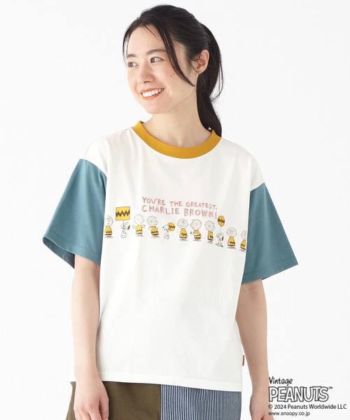 KRIFF MAYER Lady's Collection(クリフメイヤーレディースコレクション)の「スヌーピー半袖ゆるT(チャーリー)(Tシャツ/カットソー・レディース・チャコール/カラフル/ブルー/オフホワイト/イエロー・MEDIUM/LARGE)」の10枚目の写真