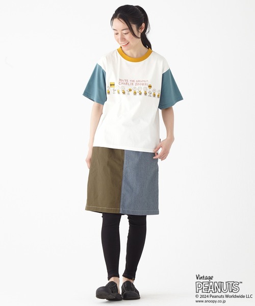 KRIFF MAYER Lady's Collection(クリフメイヤーレディースコレクション)の「スヌーピー半袖ゆるT(チャーリー)(Tシャツ/カットソー・レディース・チャコール/カラフル/ブルー/オフホワイト/イエロー・MEDIUM/LARGE)」の12枚目の写真