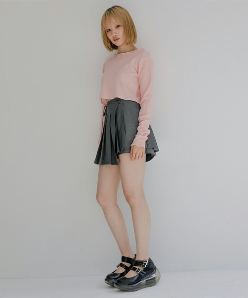 mimi toujours（ミミトゥジュール）の「メロウデザイン クロップド シアー トップス mimi toujours×nono（Tシャツ/カットソー・レディース・アイボリー/ブラック/ピンク・M）」の3枚目の写真