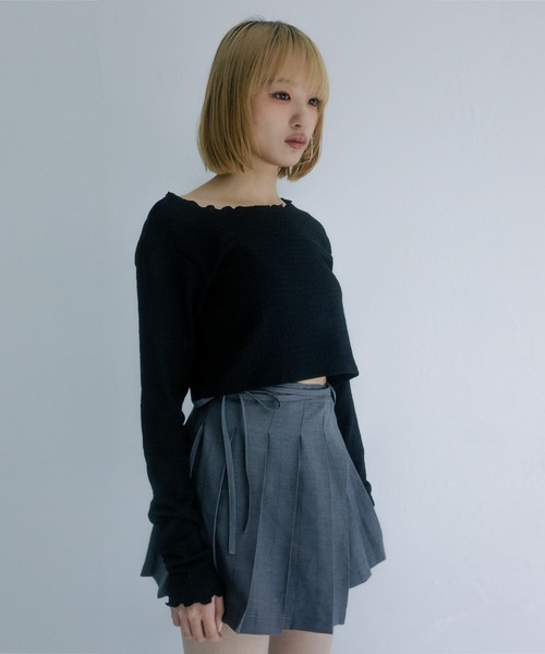 mimi toujours（ミミトゥジュール）の「メロウデザイン クロップド シアー トップス mimi toujours×nono（Tシャツ/カットソー・レディース・アイボリー/ブラック/ピンク・M）」の2枚目の写真