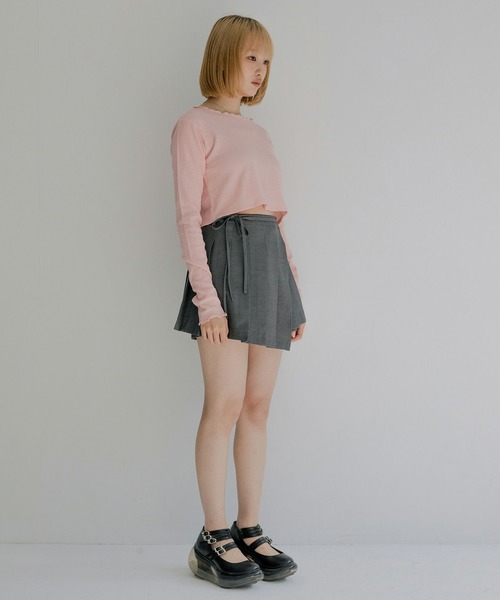 mimi toujours（ミミトゥジュール）の「メロウデザイン クロップド シアー トップス mimi toujours×nono（Tシャツ/カットソー・レディース・アイボリー/ブラック/ピンク・M）」の16枚目の写真