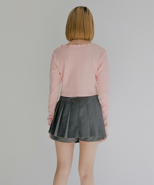 mimi toujours（ミミトゥジュール）の「メロウデザイン クロップド シアー トップス mimi toujours×nono（Tシャツ/カットソー・レディース・アイボリー/ブラック/ピンク・M）」の17枚目の写真