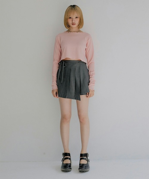 mimi toujours（ミミトゥジュール）の「メロウデザイン クロップド シアー トップス mimi toujours×nono（Tシャツ/カットソー・レディース・アイボリー/ブラック/ピンク・M）」の18枚目の写真