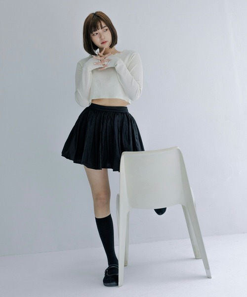 mimi toujours（ミミトゥジュール）の「メロウデザイン クロップド シアー トップス mimi toujours×nono（Tシャツ/カットソー・レディース・アイボリー/ブラック/ピンク・M）」の19枚目の写真