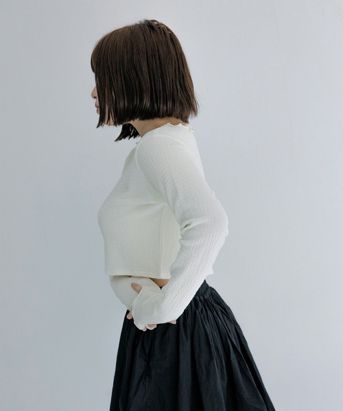 mimi toujours（ミミトゥジュール）の「メロウデザイン クロップド シアー トップス mimi toujours×nono（Tシャツ/カットソー・レディース・アイボリー/ブラック/ピンク・M）」の20枚目の写真