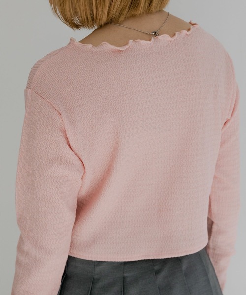 mimi toujours（ミミトゥジュール）の「メロウデザイン クロップド シアー トップス mimi toujours×nono（Tシャツ/カットソー・レディース・アイボリー/ブラック/ピンク・M）」の6枚目の写真