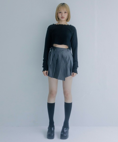 mimi toujours（ミミトゥジュール）の「メロウデザイン クロップド シアー トップス mimi toujours×nono（Tシャツ/カットソー・レディース・アイボリー/ブラック/ピンク・M）」の7枚目の写真