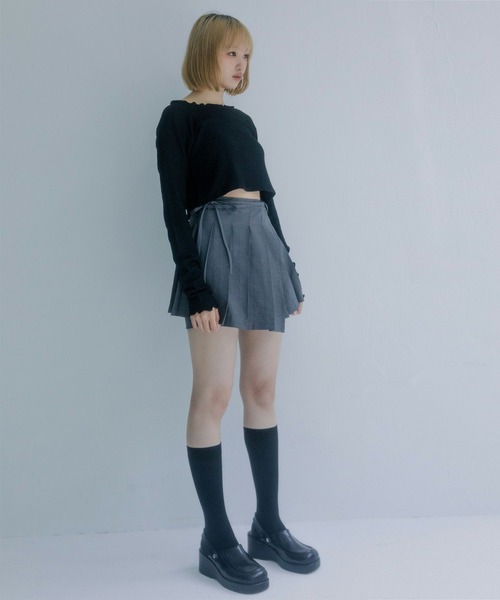 mimi toujours（ミミトゥジュール）の「メロウデザイン クロップド シアー トップス mimi toujours×nono（Tシャツ/カットソー・レディース・アイボリー/ブラック/ピンク・M）」の8枚目の写真