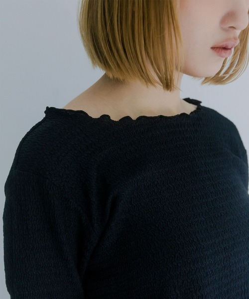 mimi toujours（ミミトゥジュール）の「メロウデザイン クロップド シアー トップス mimi toujours×nono（Tシャツ/カットソー・レディース・アイボリー/ブラック/ピンク・M）」の10枚目の写真