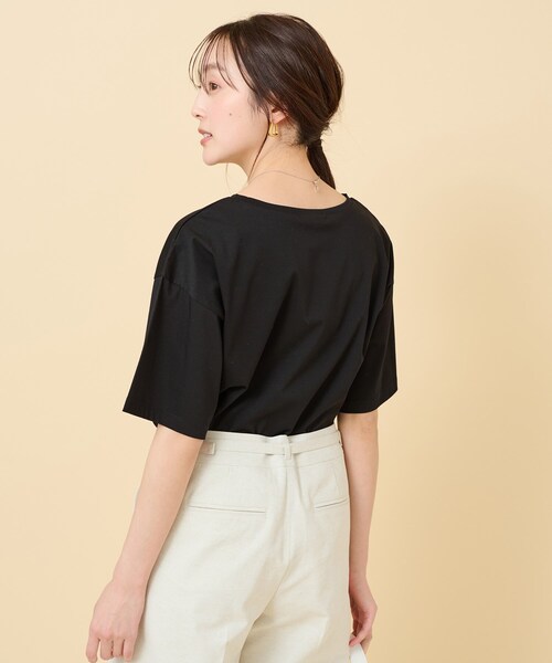 UNTITLED(アンタイトル)の「◆【接触冷感/抗菌防臭/洗える】アイスクリアコットン 5分袖Tシャツ(Tシャツ/カットソー・レディース・オフホワイト/チャコールグレー/ブラック・00/02/04/44/48/50)」の12枚目の写真
